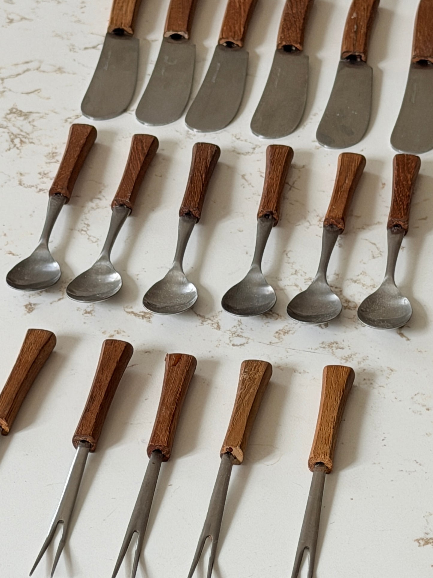 MCM Teak Handle Appetizer Spoons - Set of 6 - Made in Japan