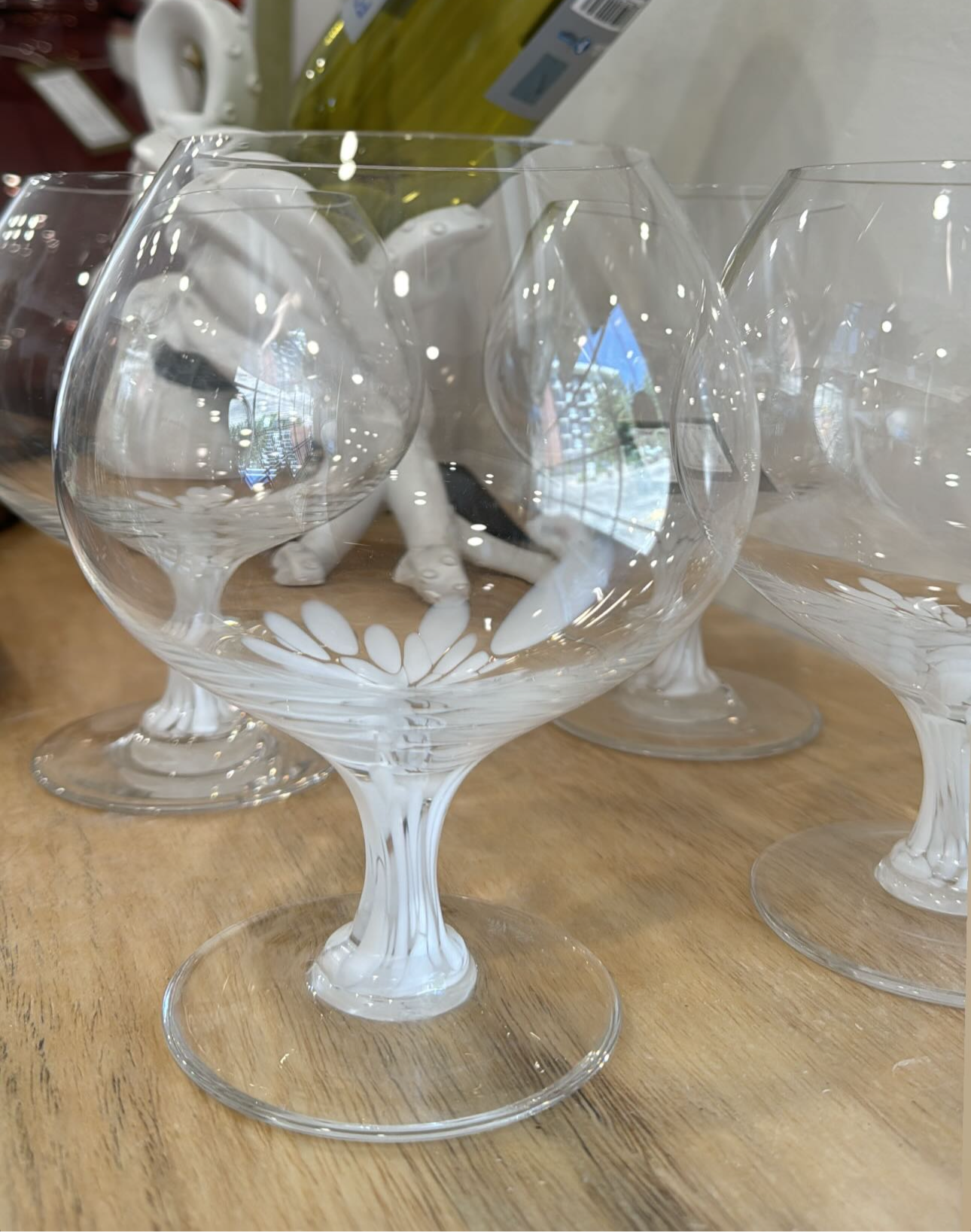 Crystal Rosenthal Glass-blown Snowflower Confetti Brandy Glasses sold as set of 4