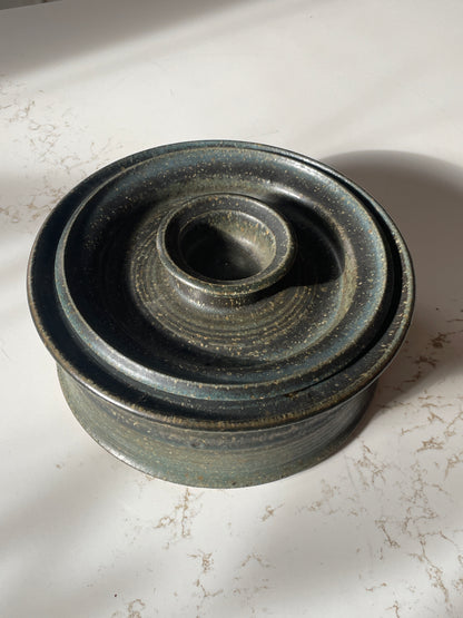 Handcrafted Lidded Ocean Green Stoneware Bowl