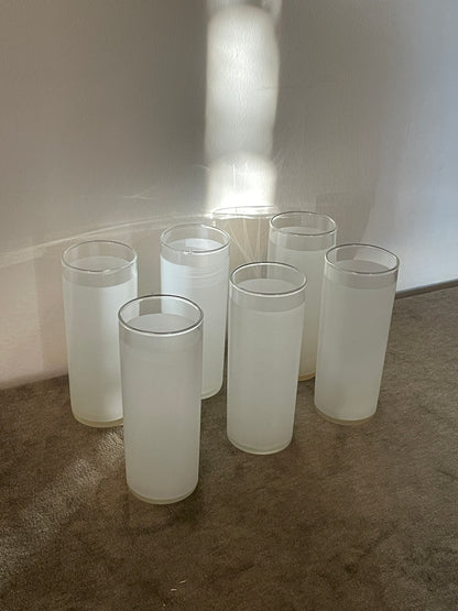 Vintage Frosted Tom Collins Pillar Glasses sold as set of 6