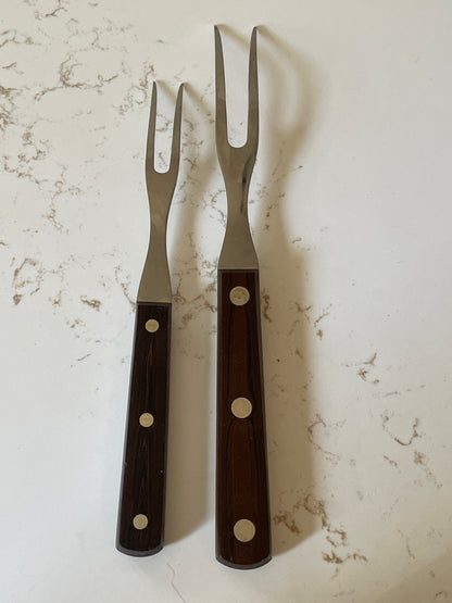 Vintage Pair of Wooden Cutco Carving Forks
