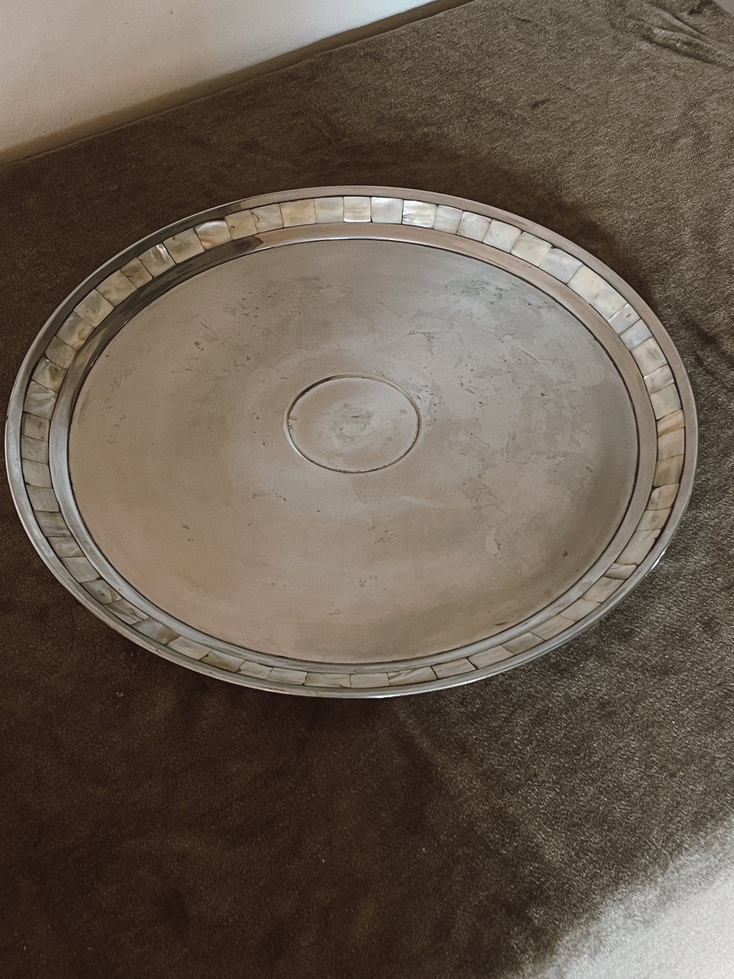 Vintage Silver plated Towle Tray with Mother of Pearl Inlay