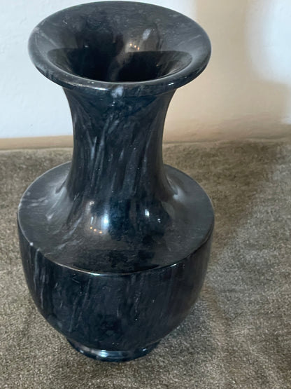 Black and Grey Vein Marbled Bud Vase