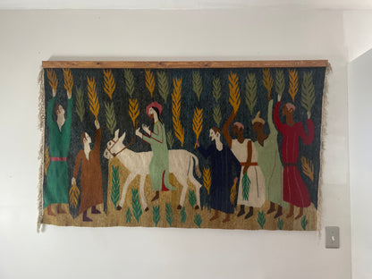 Vintage 1950’s Wool Tapestry of Palm Sunday Scene