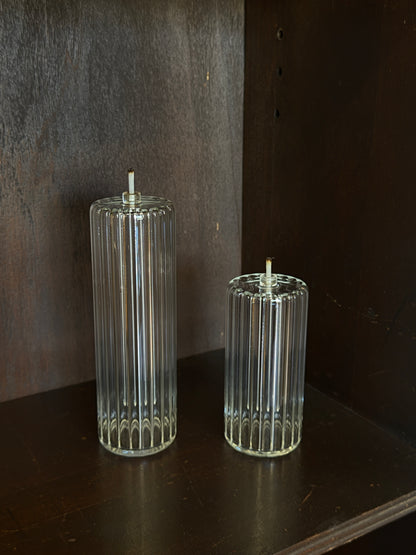 Pair of Glass Oil Candle Votives - Refillable, Long Lasting and Unique