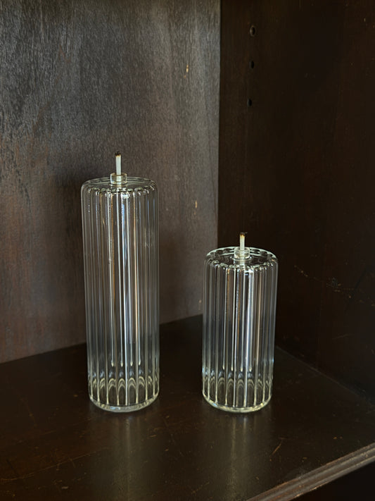 Pair of Glass Oil Candle Votives - Refillable, Long Lasting and Unique