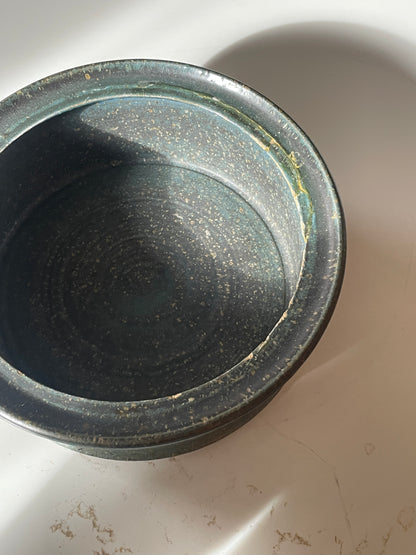 Handcrafted Lidded Ocean Green Stoneware Bowl