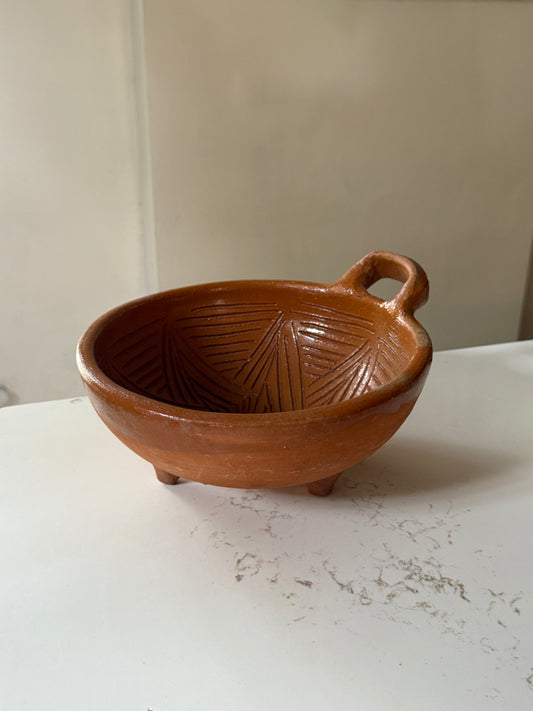 Handcrafted Red Clay Molcajete Tri-Footed Bowl by León Artesenias