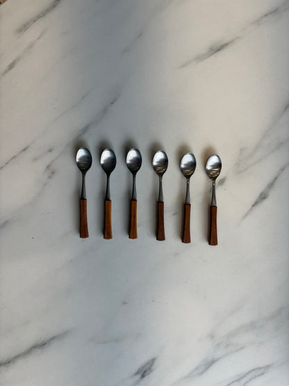 MCM Teak Handle Appetizer Spoons - Set of 6 - Made in Japan