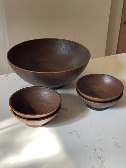 Vintage WestBend Faux Wood Salad Bowl Set