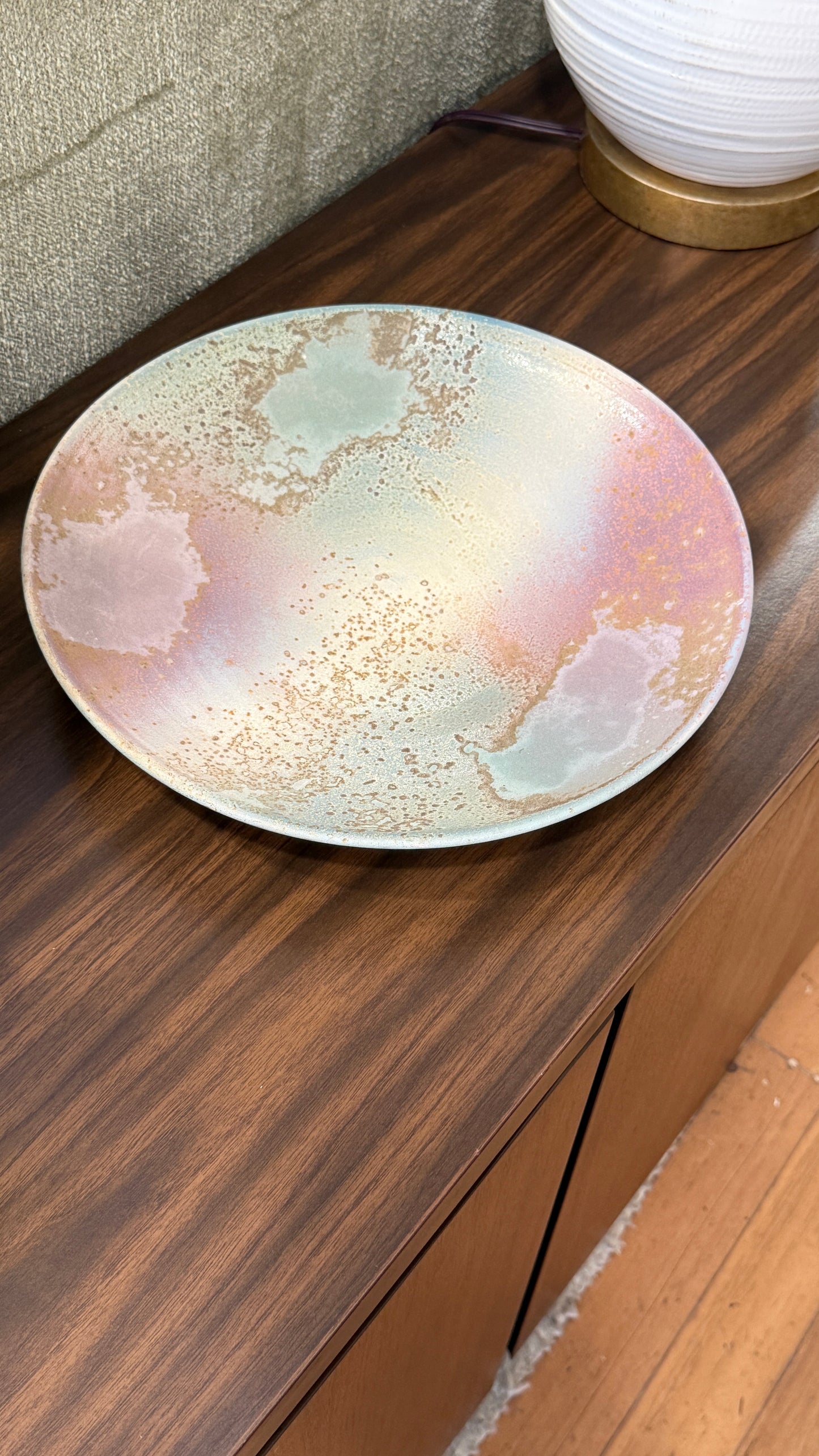 Tony Evan’s Studio Pottery Collectible Raku Fired, Modernist Bowl, signed #82