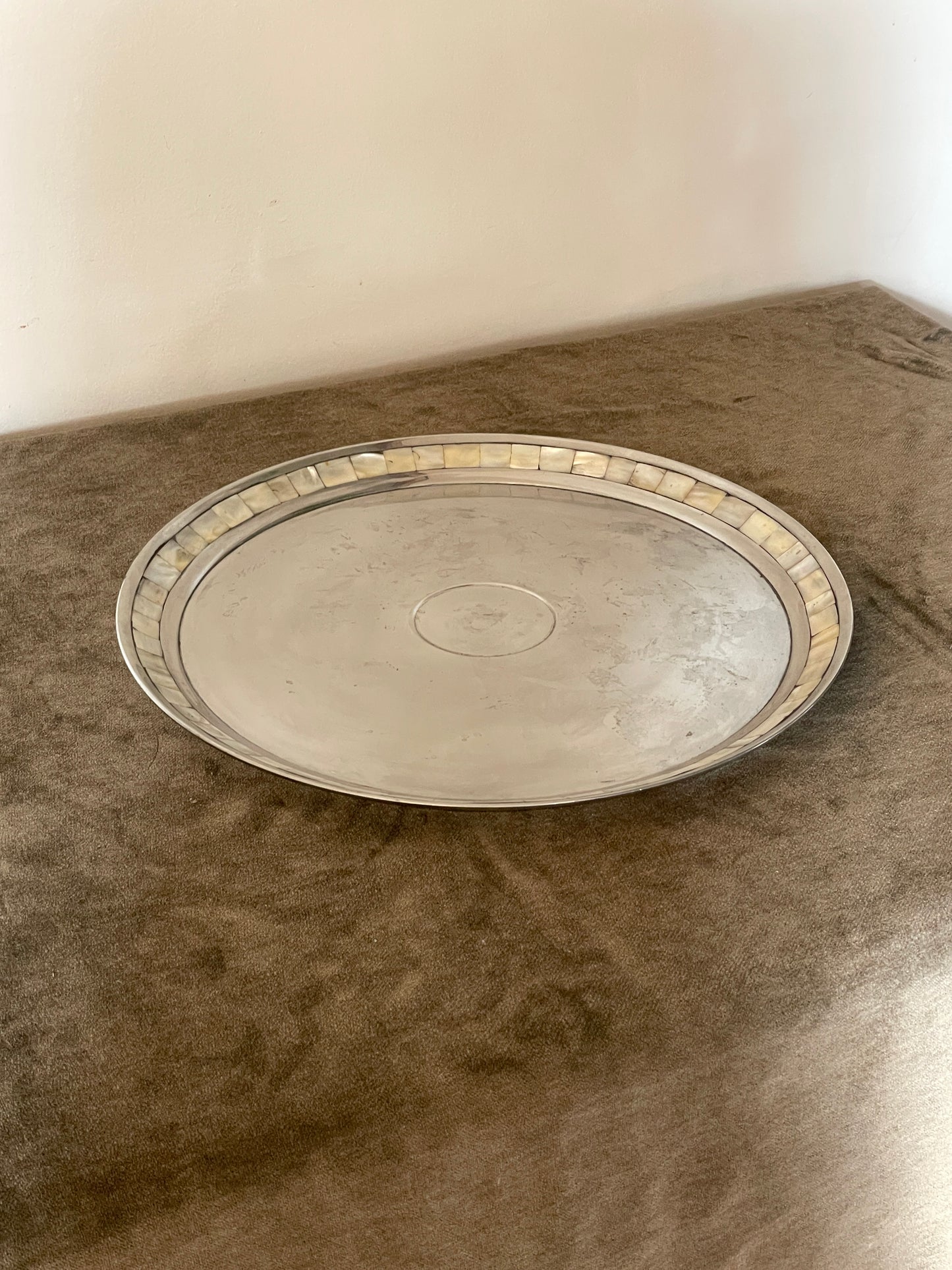 Vintage Silver plated Towle Tray with Mother of Pearl Inlay