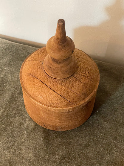 Woodturned “Tobacco” Jar with Finial Top