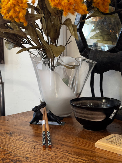 Clear and White Handkerchief Glass Vase