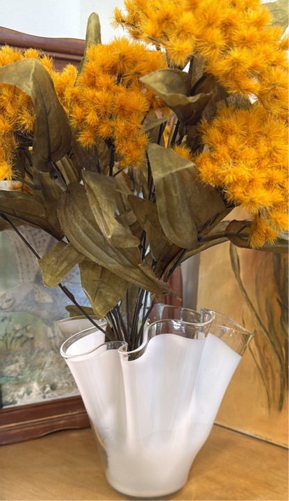 Clear and White Handkerchief Glass Vase