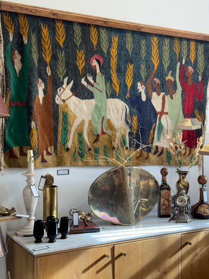 Vintage 1950’s Wool Tapestry of Palm Sunday Scene