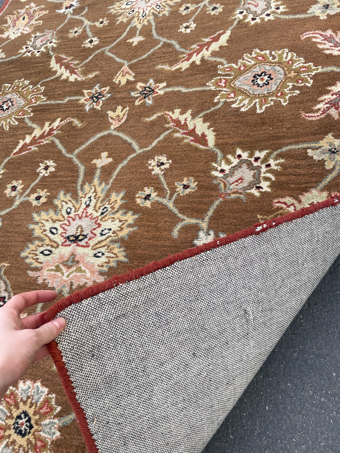 Shalimar Hand-tufted Rust and Brown Floral Wool Area Rug 5x7