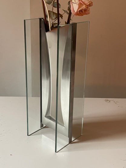 Vintage Steel and Glass Floating Vase