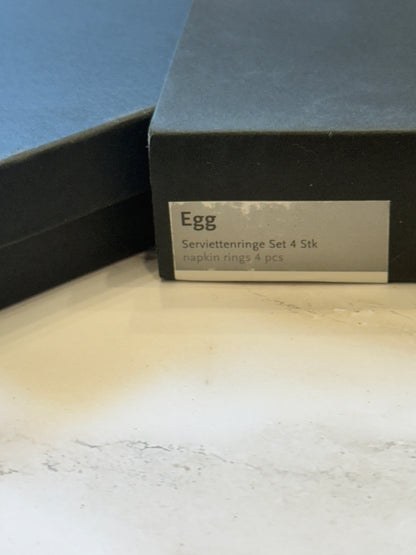 New in box Vintage Phillipi Mirrored Silver "Egg" Napkin Rings sold as set of 4