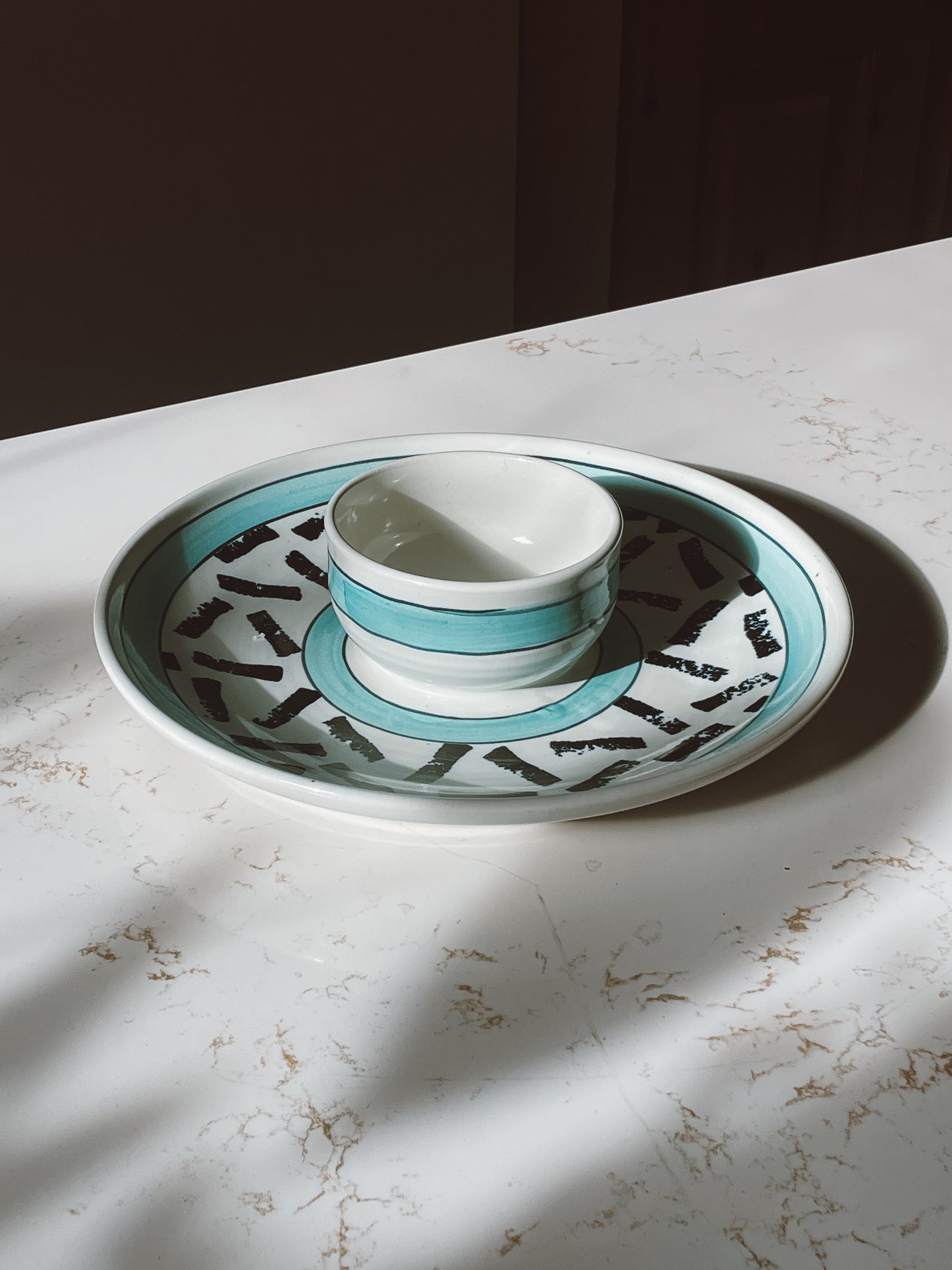 Hage Studio Stoneware Chip and Attached Dip Platter