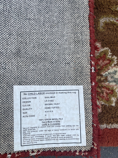 Shalimar Hand-tufted Rust and Brown Floral Wool Area Rug 5x7