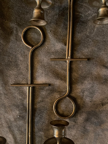 Vintage Brass Wall Mounted Candelabras - Sold as a pair