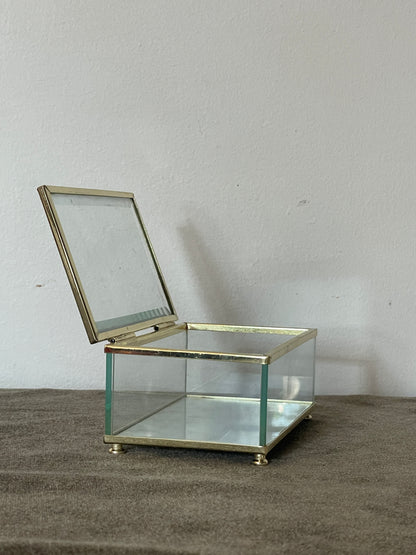 Brass and Glass Mirrored Trinket Box