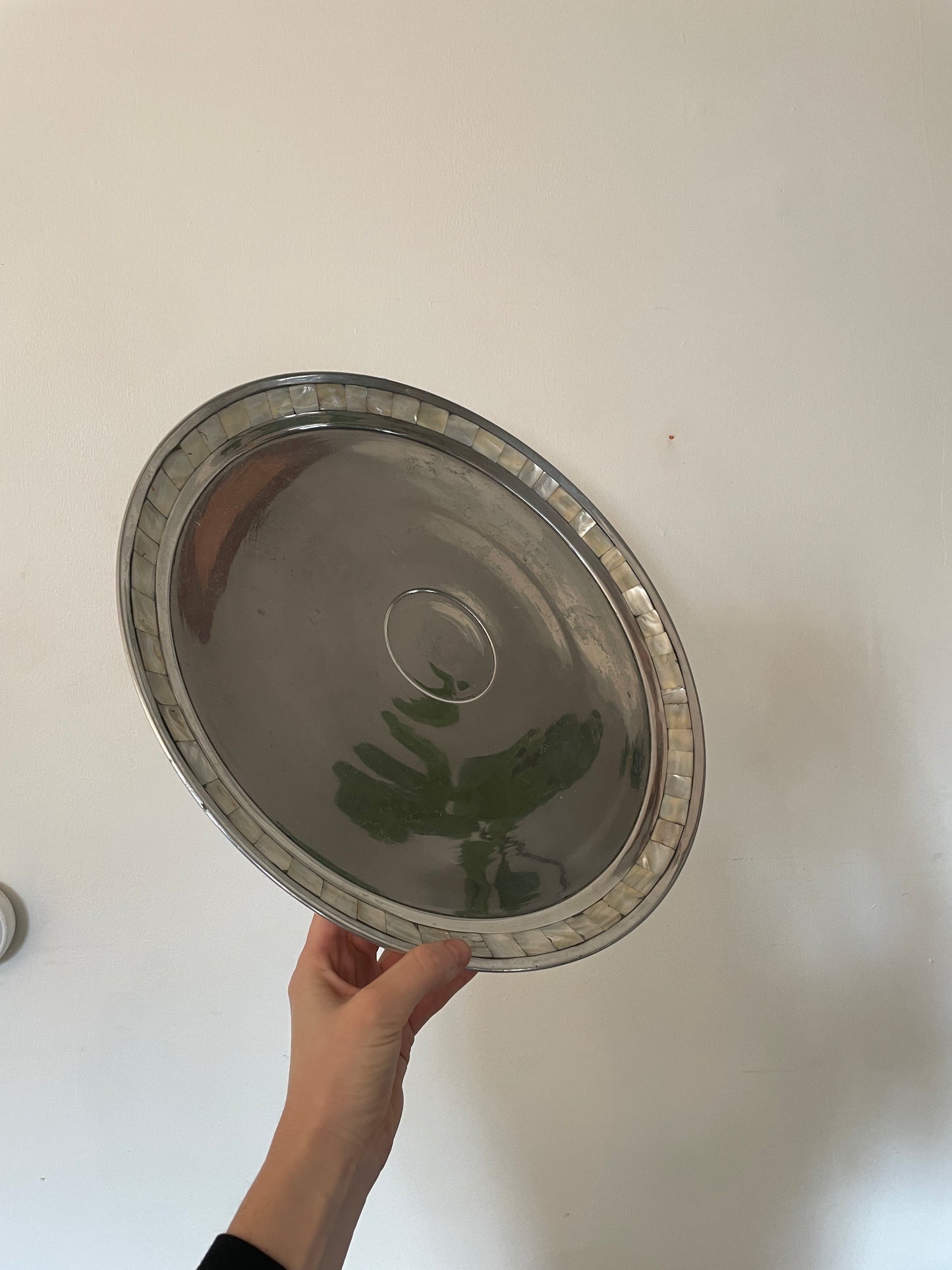 Vintage Silver plated Towle Tray with Mother of Pearl Inlay