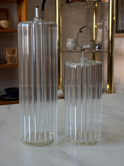 Pair of Glass Oil Candle Votives - Refillable, Long Lasting and Unique