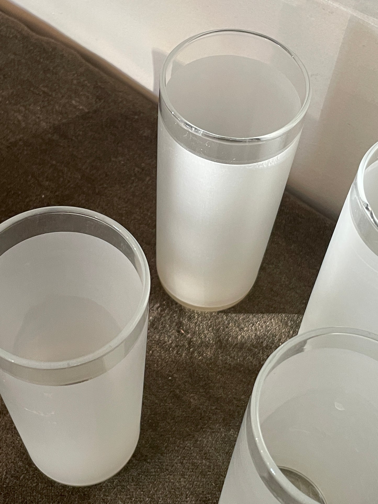 Vintage Frosted Tom Collins Pillar Glasses - Set of 6
