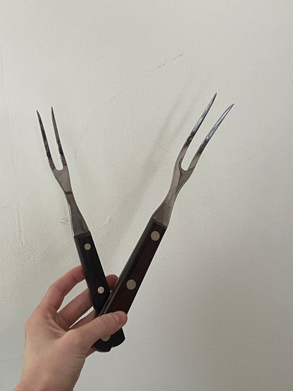 Vintage Pair of Wooden Cutco Carving Forks