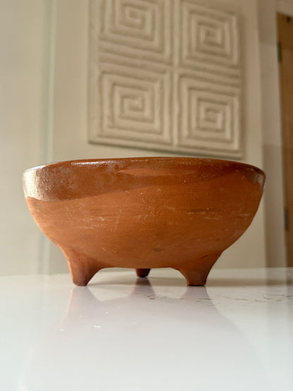 Handcrafted Red Clay Molcajete Tri-Footed Bowl by León Artesenias