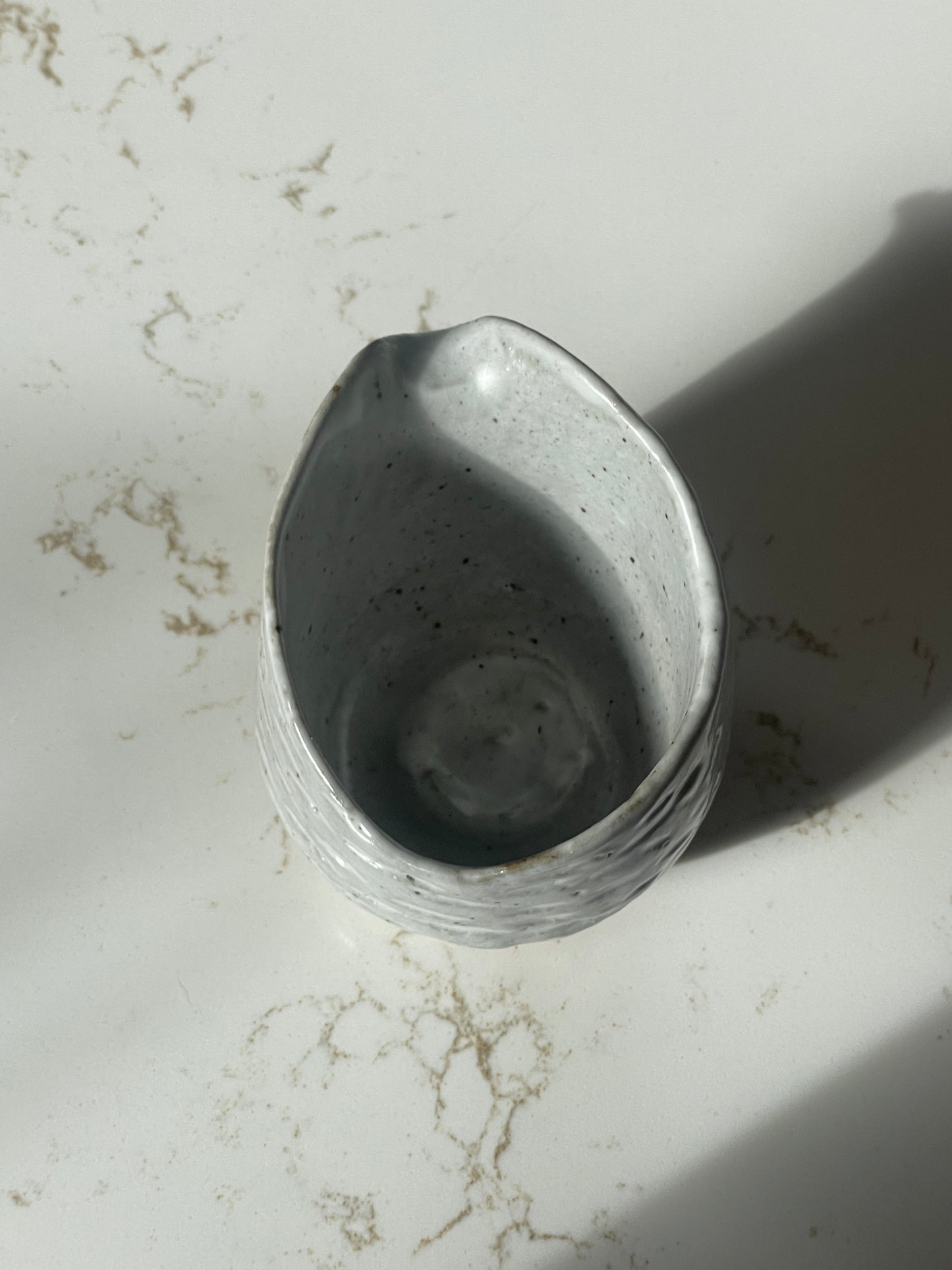Sculpted Grey Ceramic Cord Sauce Pitcher