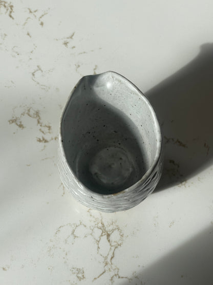 Sculpted Grey Ceramic Cord Sauce Pitcher