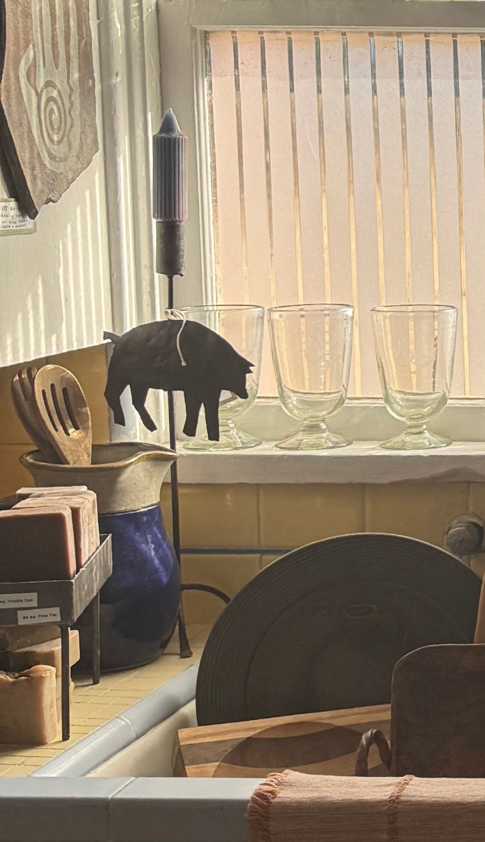 Handmade Iron Pig Tapered Candle Holder