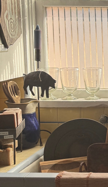 Handmade Iron Pig Tapered Candle Holder