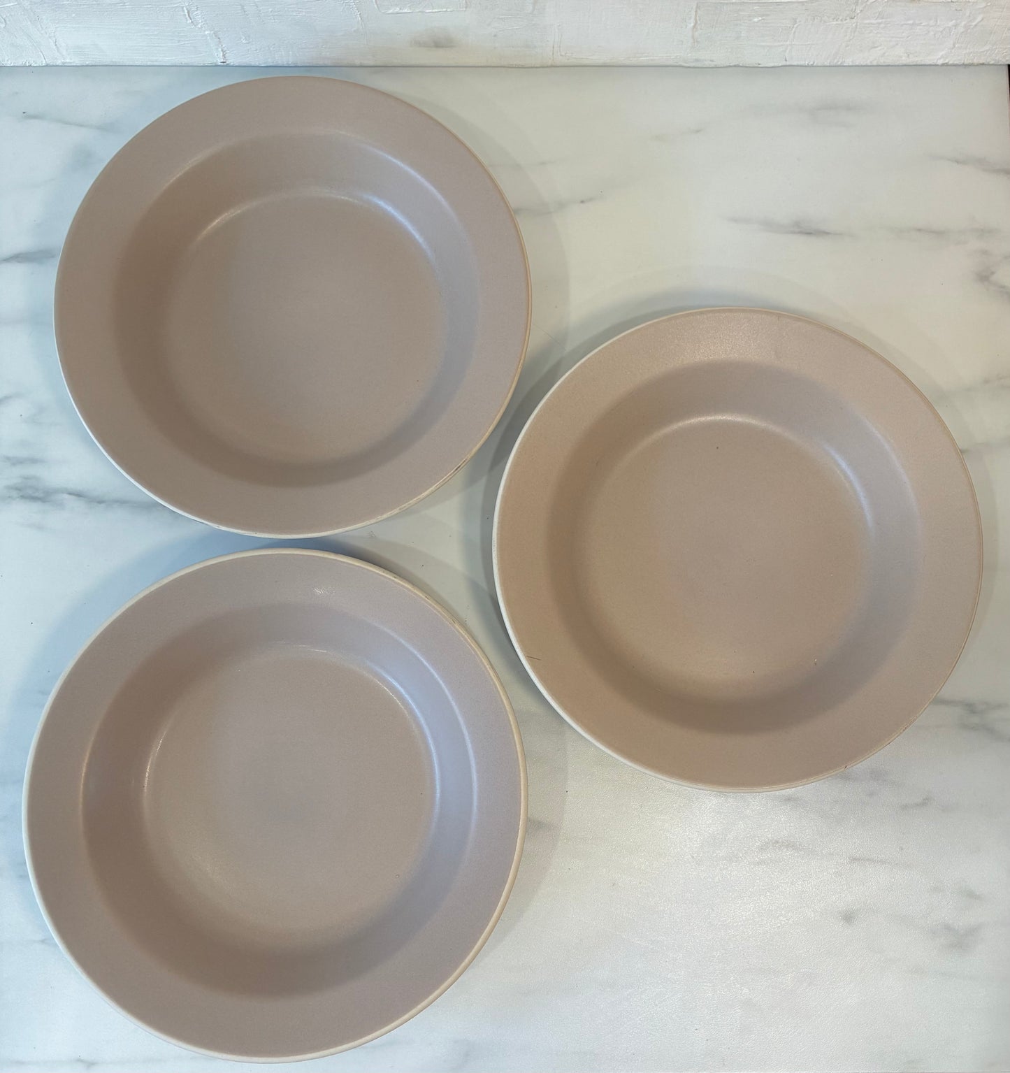 Trio Heath Ceramics Rim Line Pasta Bowl Plates, Stamped