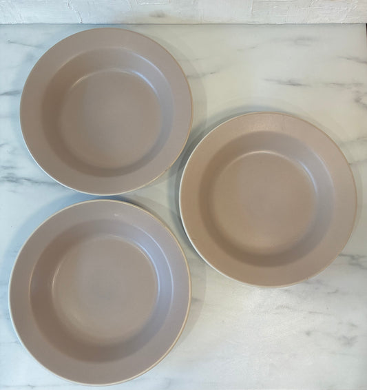 Trio Heath Ceramics Rim Line Pasta Bowl Plates, Stamped