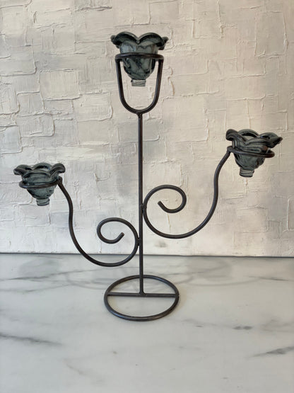 Iron Tea Light Candelabra with Glass