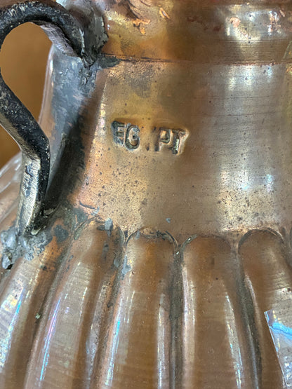 Vintage Copper Vessel Lamp w/ Vintage Lamp Shade