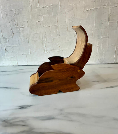 Light Handmade Wooden Bunny Keepsake Hidden Box