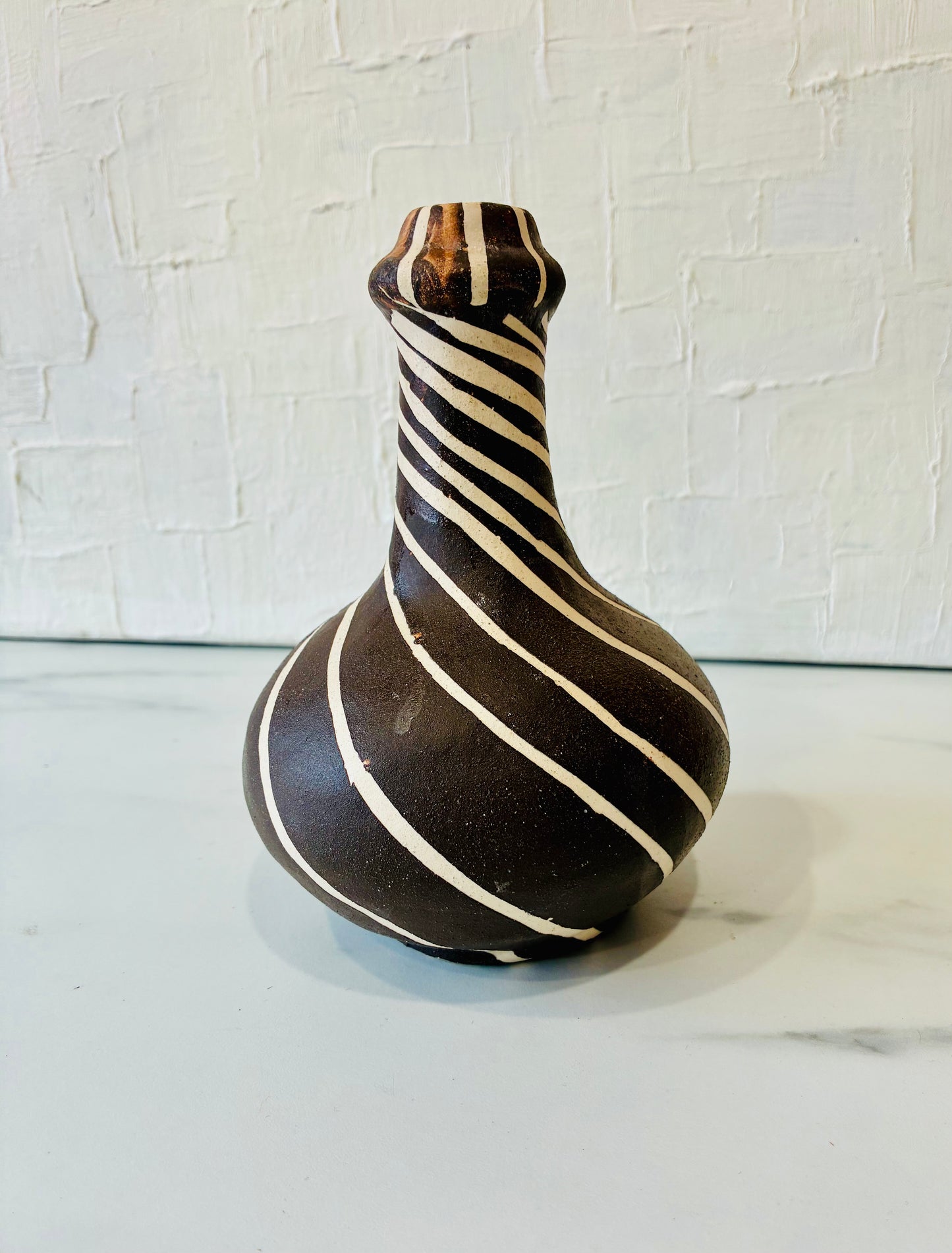Matte Glazed Vase with Swirl Design