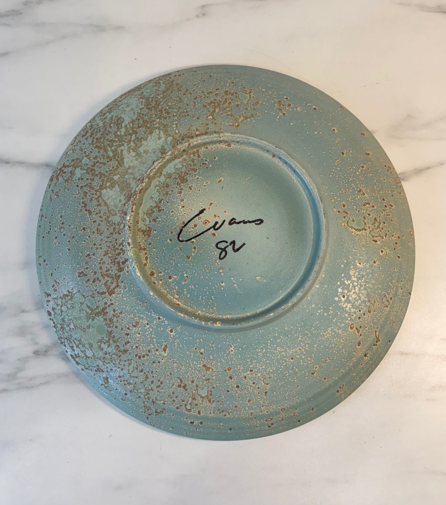 Tony Evan’s Studio Pottery Collectible Raku Fired, Modernist Bowl, signed #82