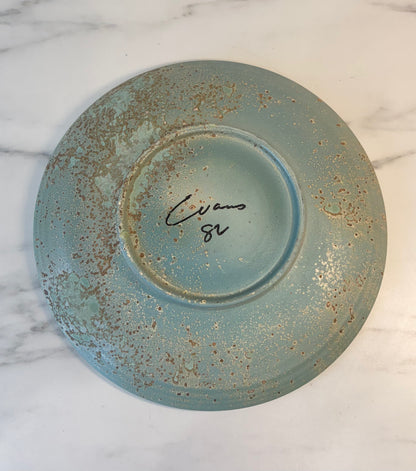 Tony Evan’s Studio Pottery Collectible Raku Fired, Modernist Bowl, signed #82