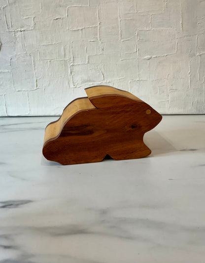 Light Handmade Wooden Bunny Keepsake Hidden Box