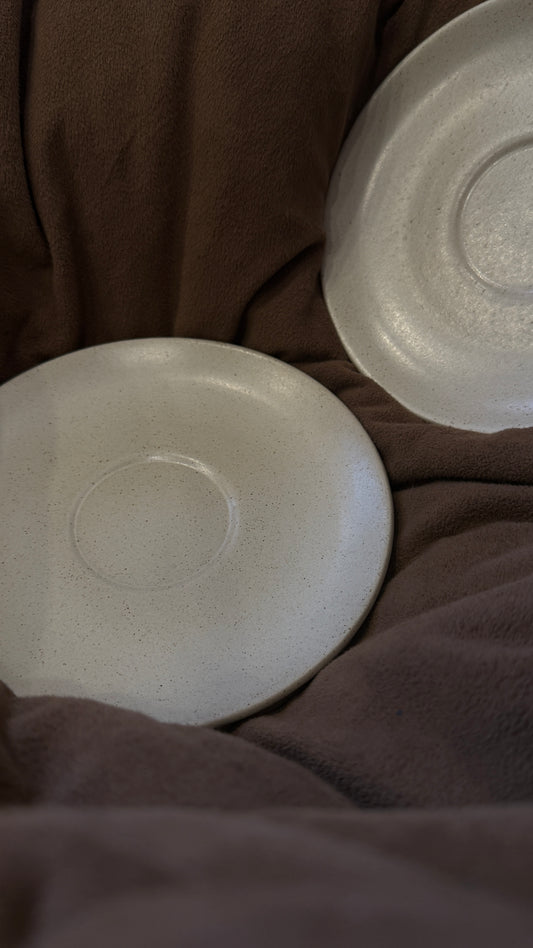 Trio of 1948 Coupe Sand Glazed Heath Ceramic Bread & Butter Saucer plates