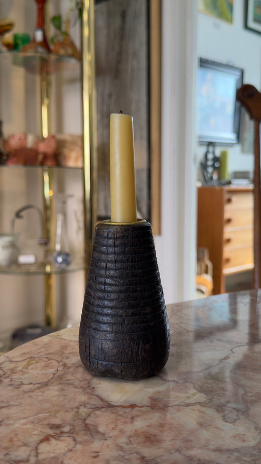 Vintage Wool Loom Spool Candle Holder