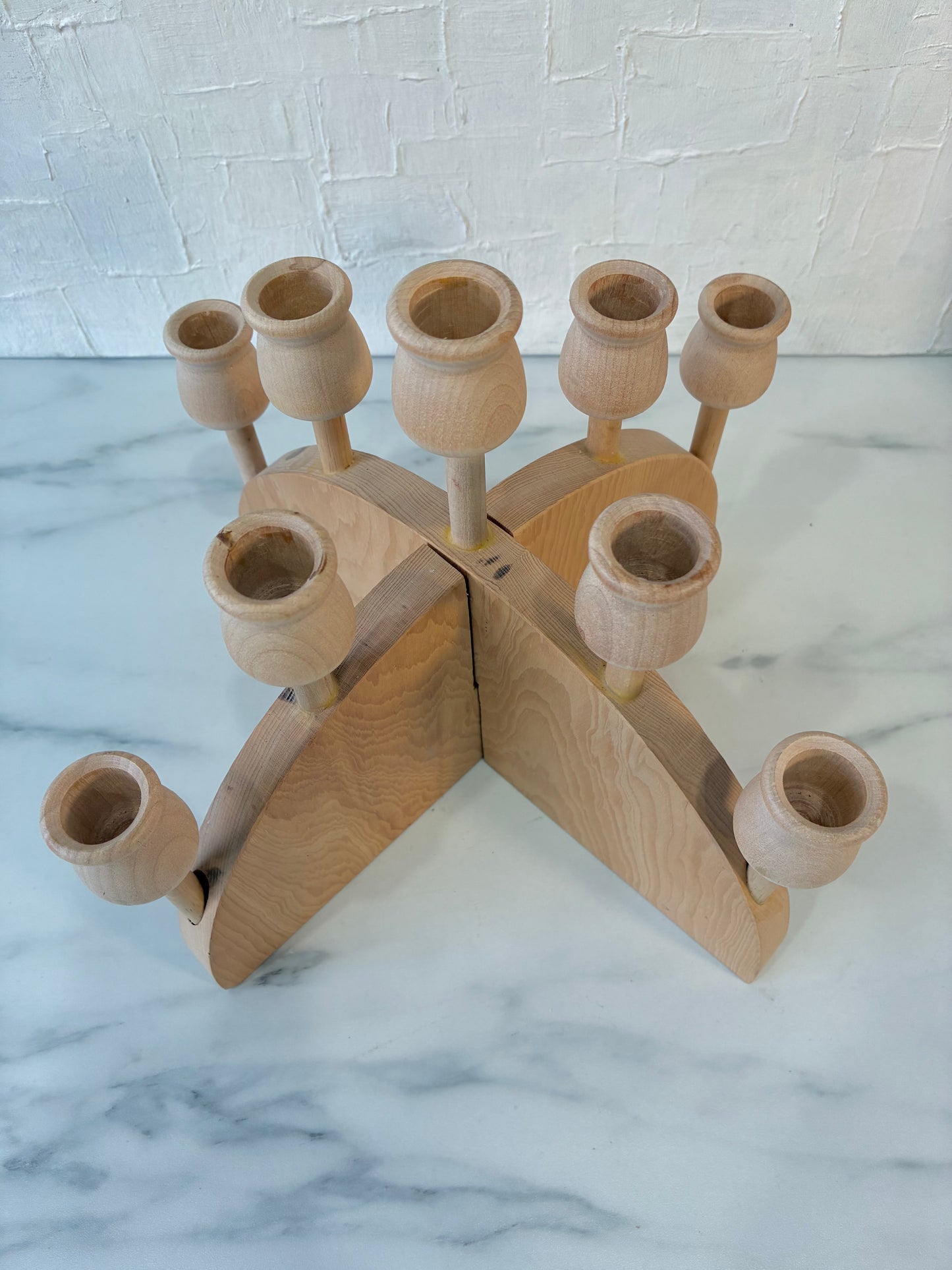 Swedish Wood Cross Layered, Tapered Candelabra