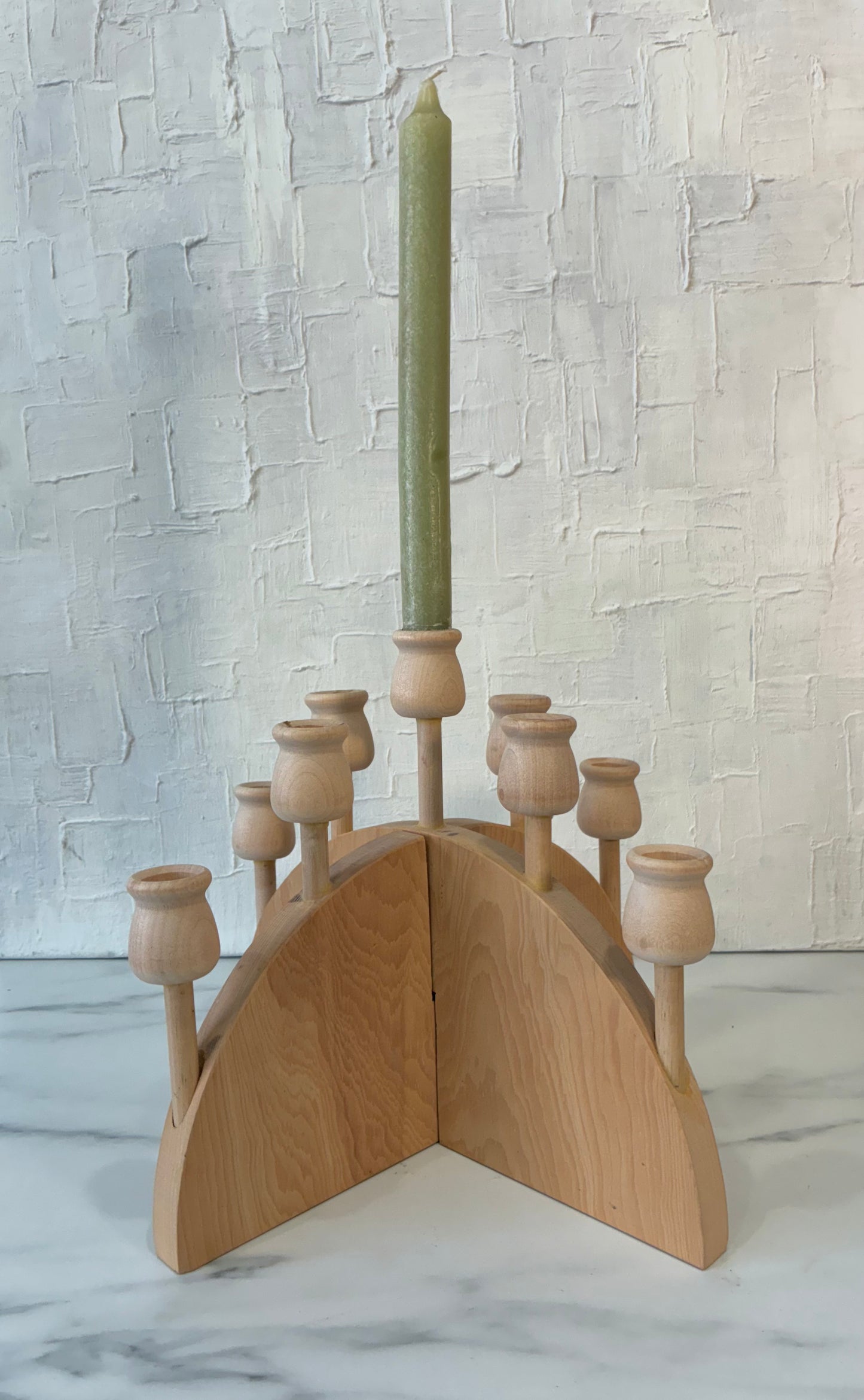 Swedish Wood Cross Layered, Tapered Candelabra