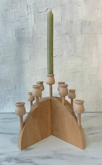 Swedish Wood Cross Layered, Tapered Candelabra